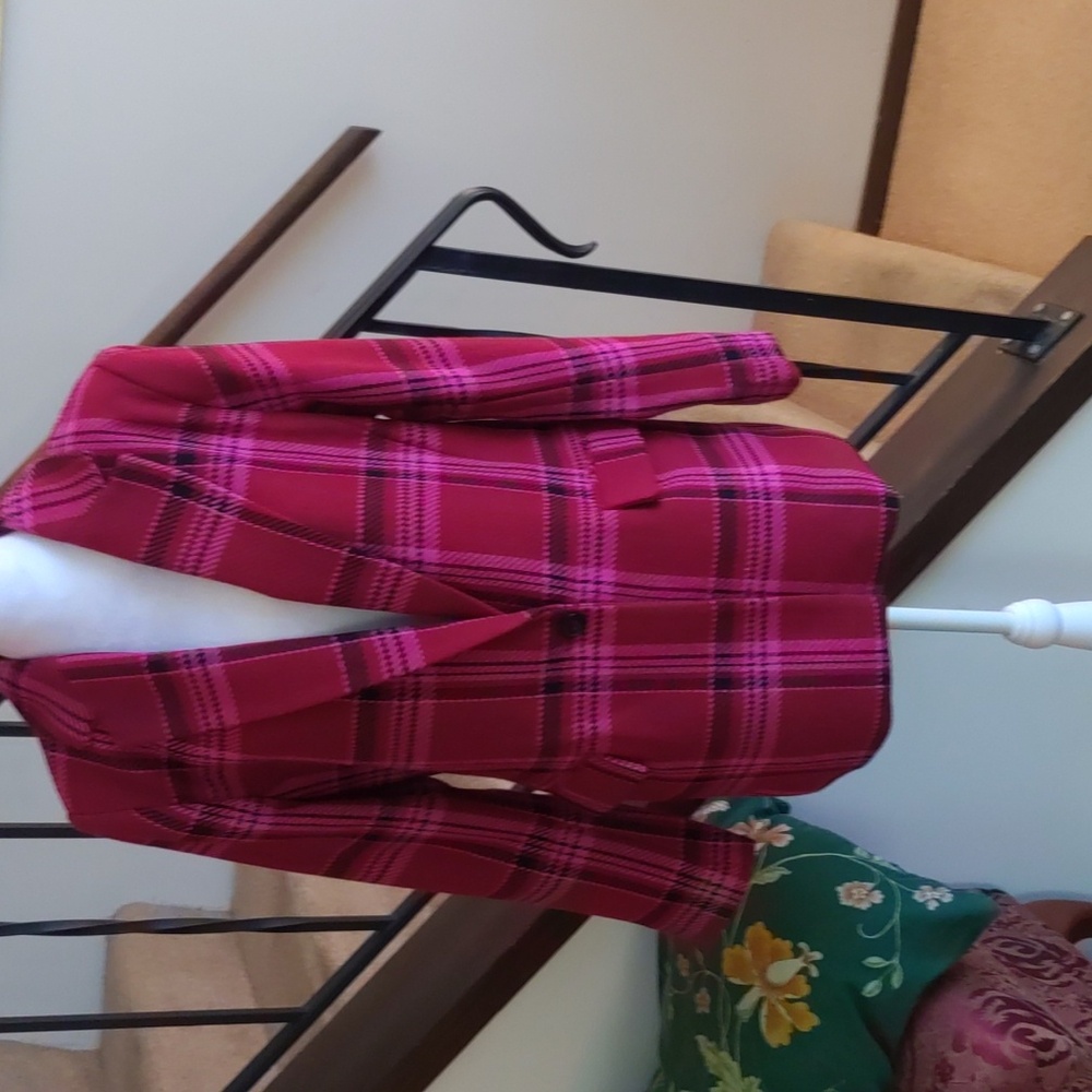Nine West Red Plaid Blazer